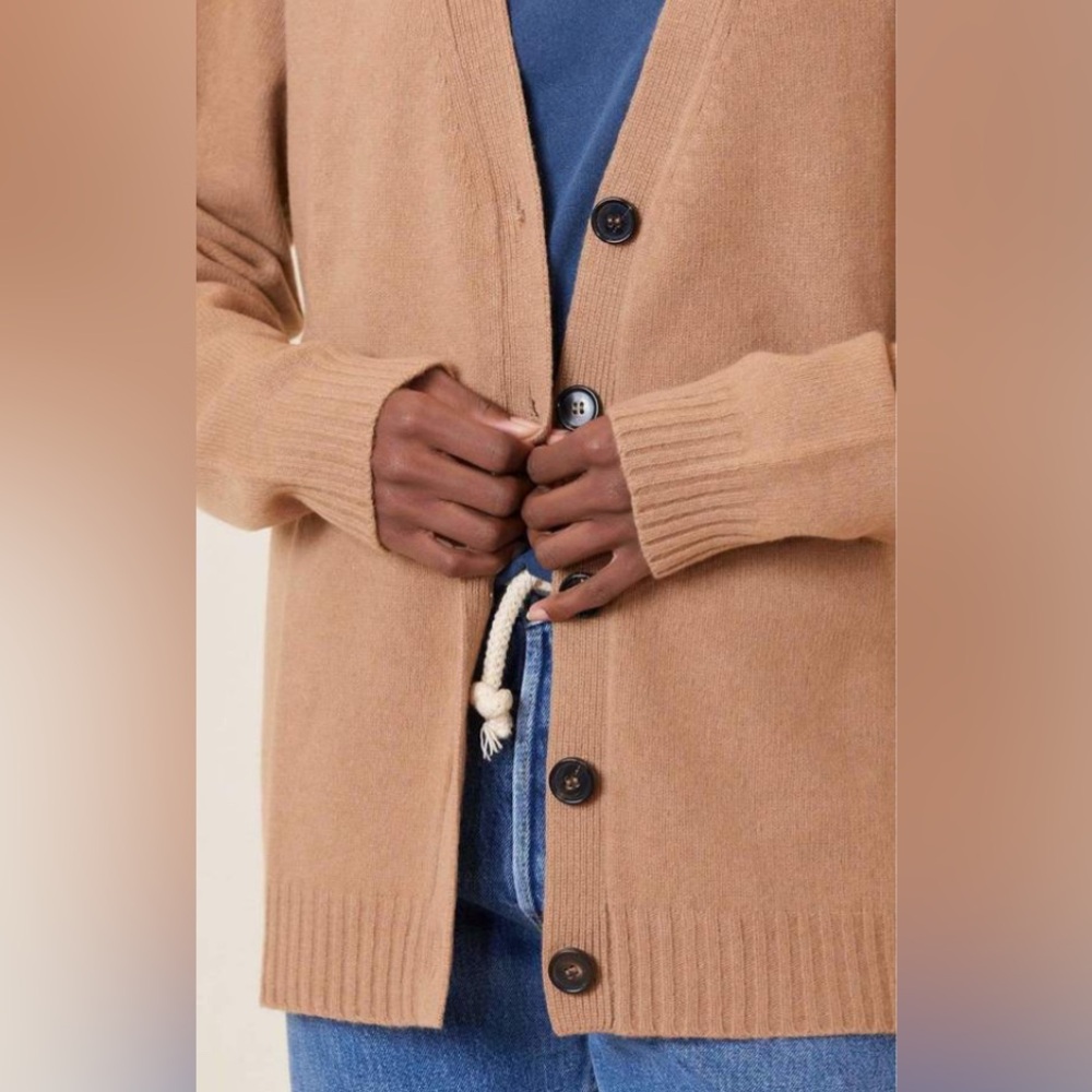 Ron Herman RHLA Cashmere Cardigan Orange Size M 2 Recycled Cashmere Yarn Italy - Picture 3 of 13